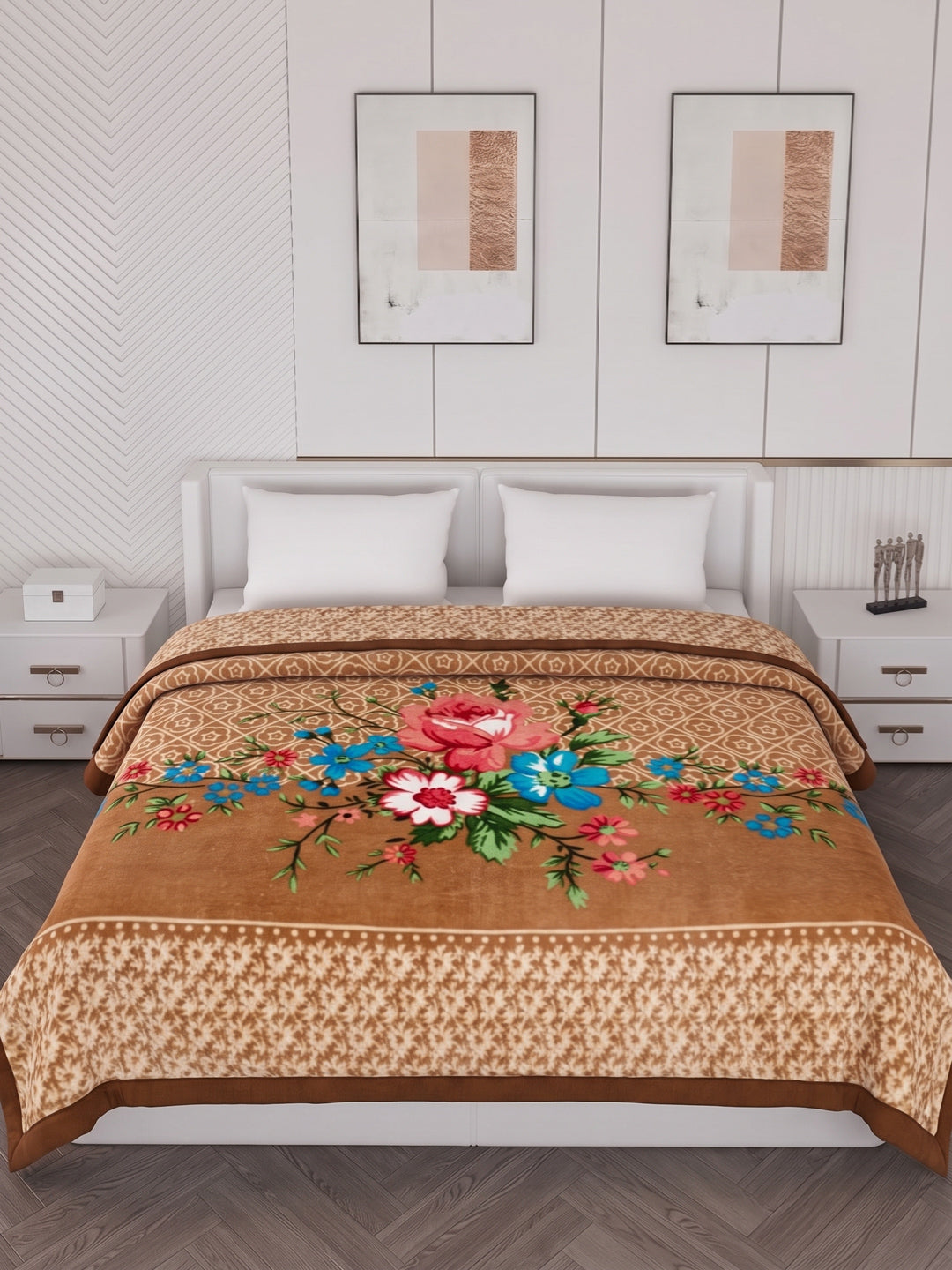 Printed Double Bed 1 Ply 550 GSM Blanket for Winter (Roman), Weight 2.9 kg