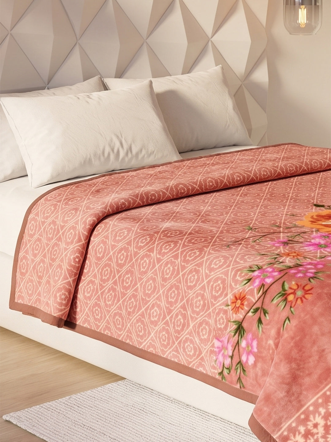 Printed Double Bed 1 Ply 550 GSM Blanket for Winter (Roman), Weight 2.9 kg