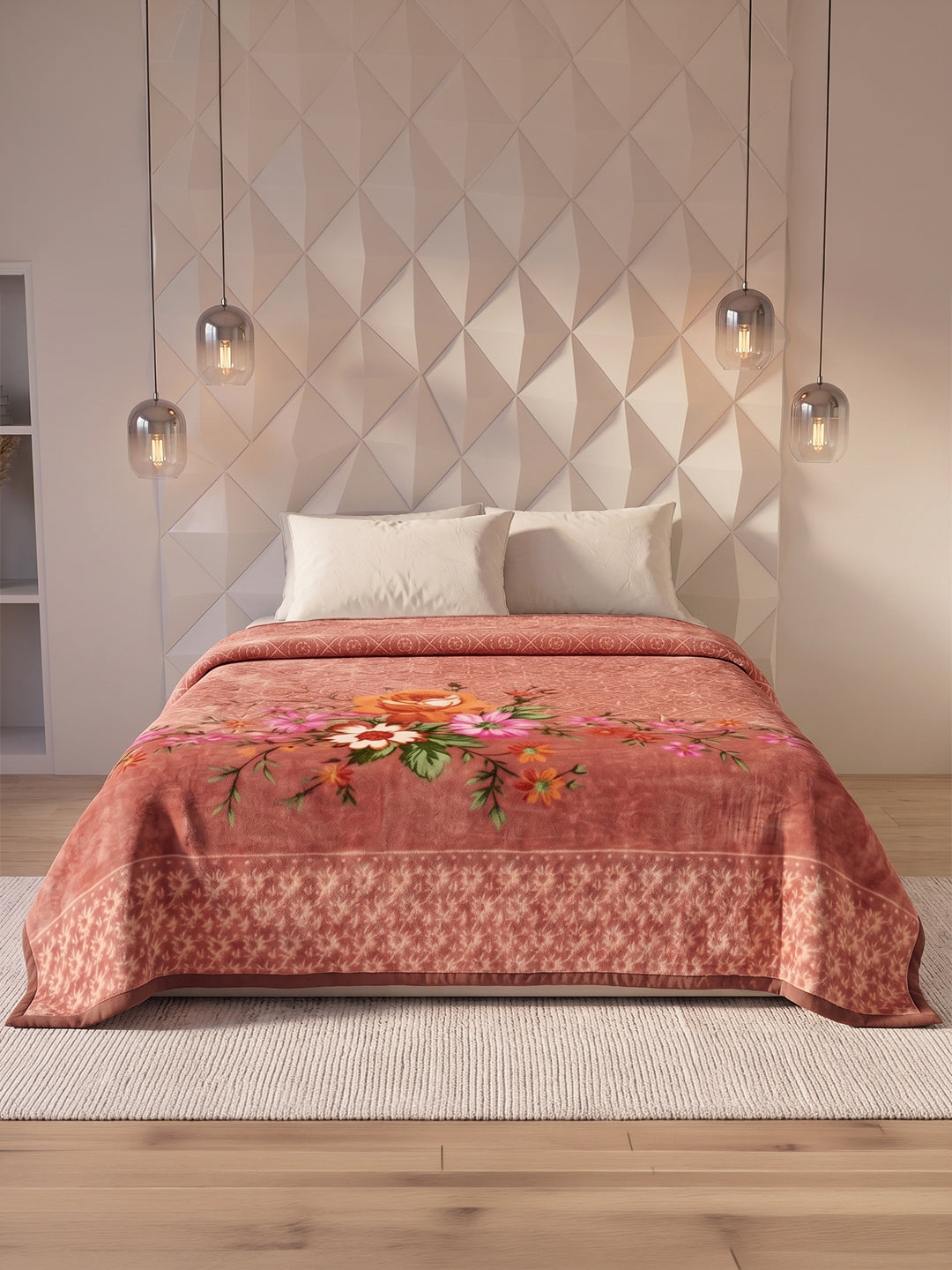 Printed Double Bed 1 Ply 550 GSM Blanket for Winter (Roman), Weight 2.9 kg