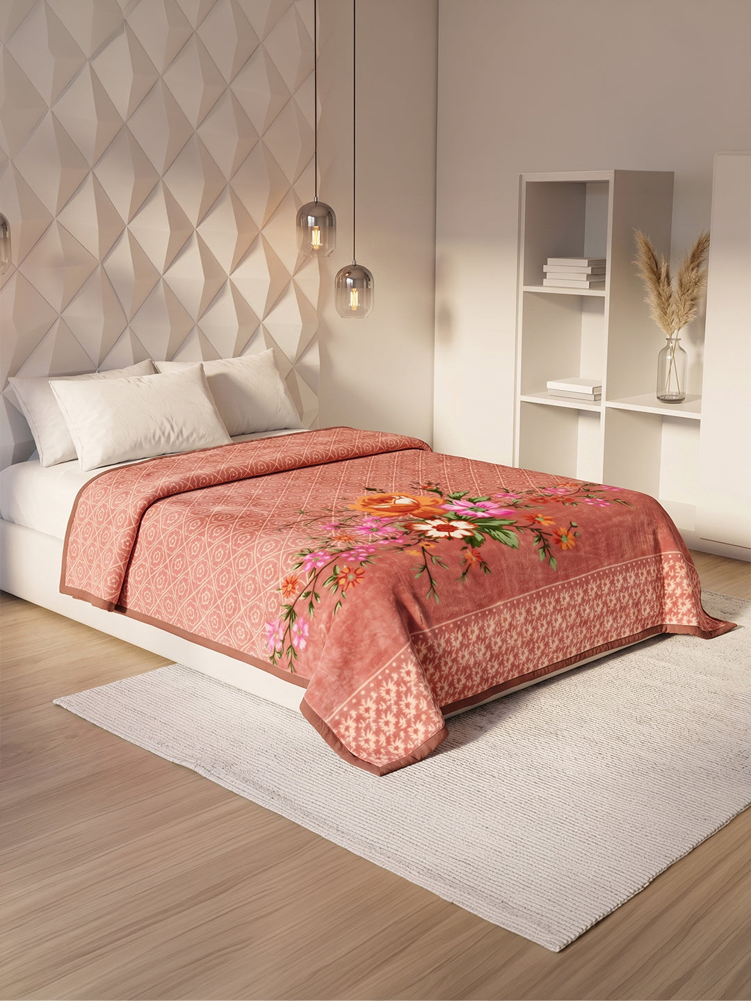 Printed Double Bed 1 Ply 550 GSM Blanket for Winter (Roman), Weight 2.9 kg