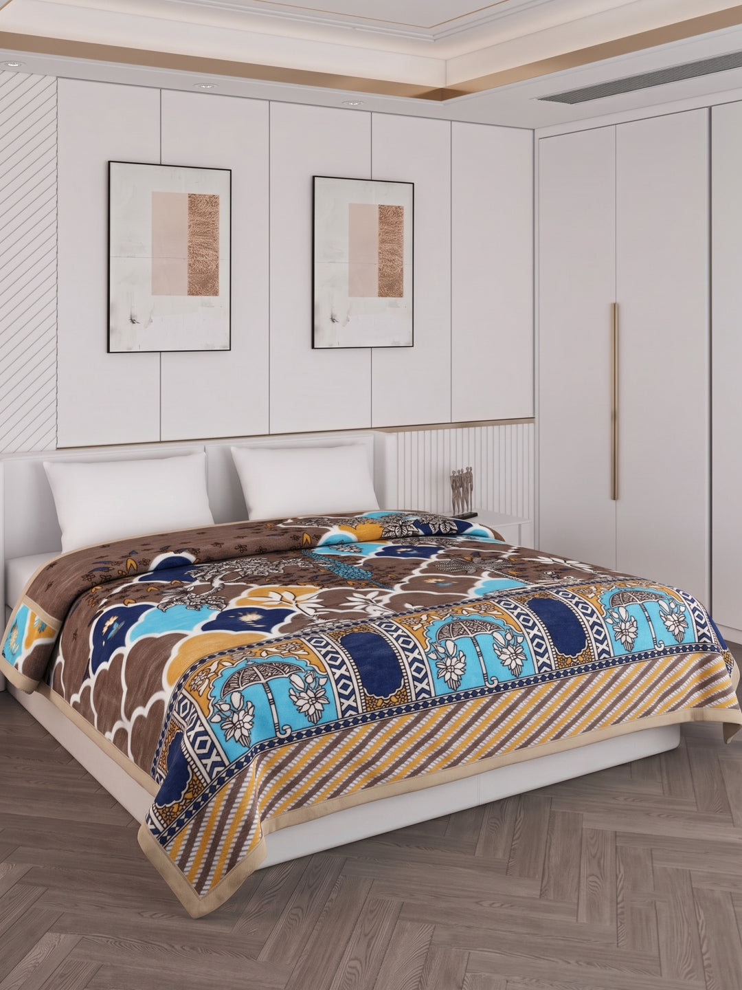 Printed Double Bed 1 Ply 550 GSM Blanket for Winter (Roman), Weight 2.9 kg