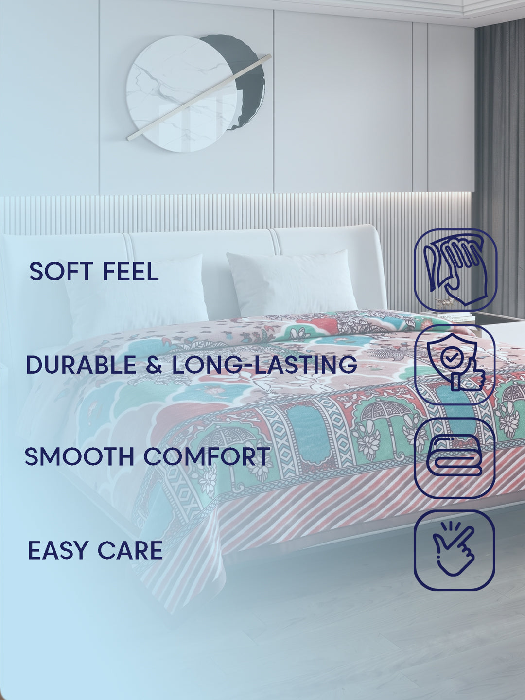 Printed Double Bed 1 Ply 550 GSM Blanket for Winter (Roman), Weight 2.9 kg