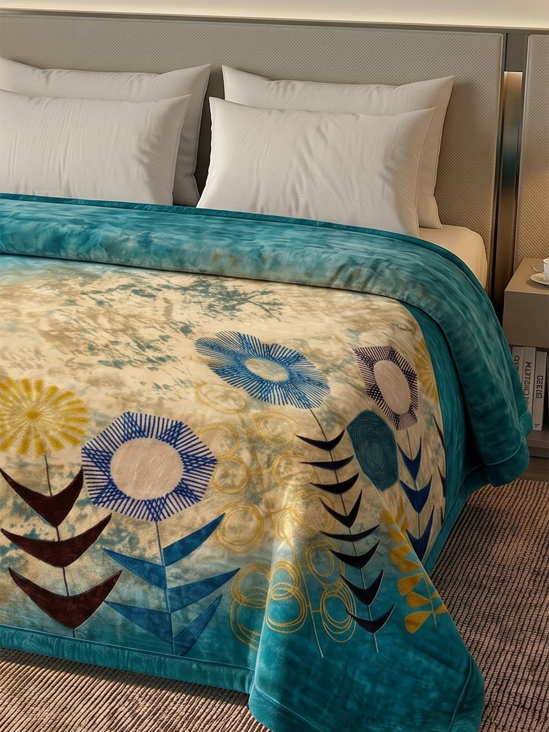 Printed Double Bed 1 Ply 550 GSM Blanket for Winter (Roman), Weight 2.9 kg