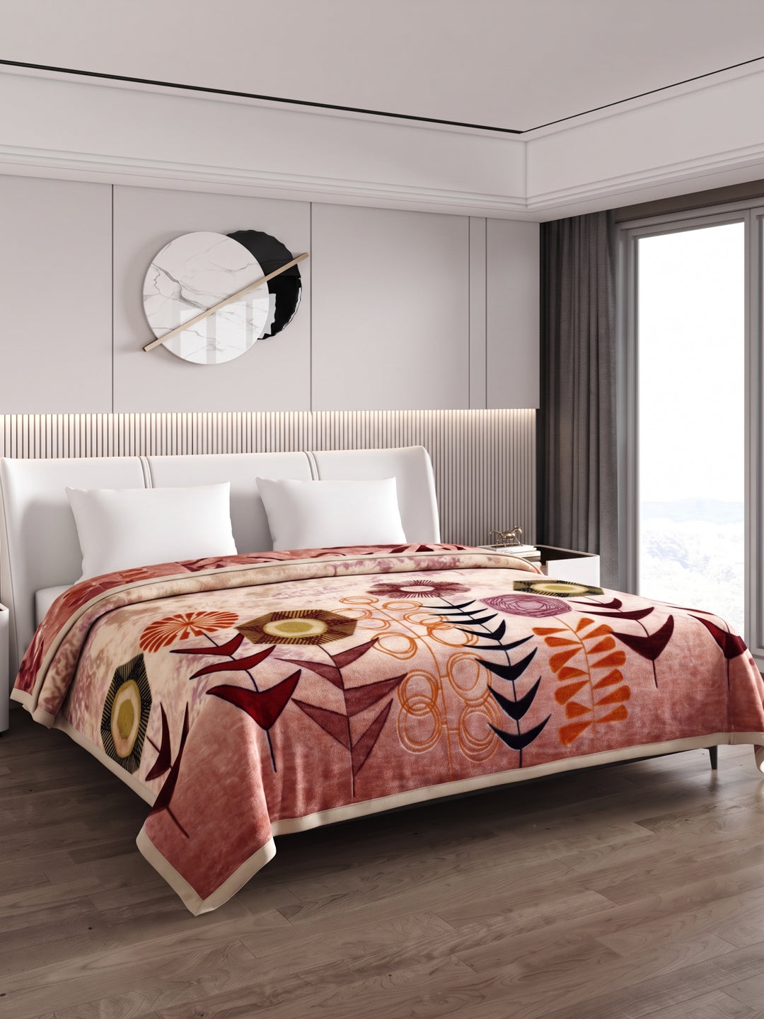 Printed Double Bed 1 Ply 550 GSM Blanket for Winter (Roman), Weight 2.9 kg