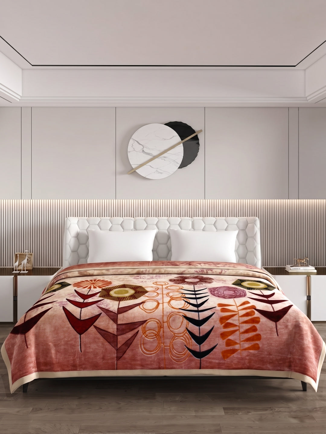 Printed Double Bed 1 Ply 550 GSM Blanket for Winter (Roman), Weight 2.9 kg