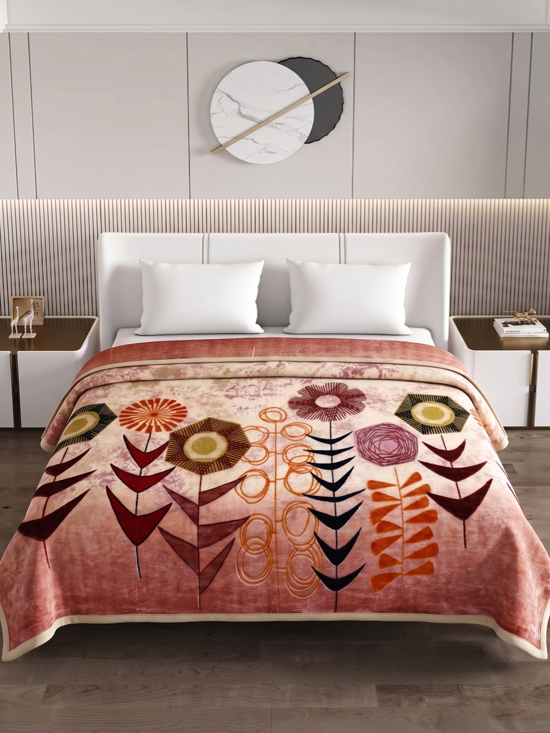 Printed Double Bed 1 Ply 550 GSM Blanket for Winter (Roman), Weight 2.9 kg
