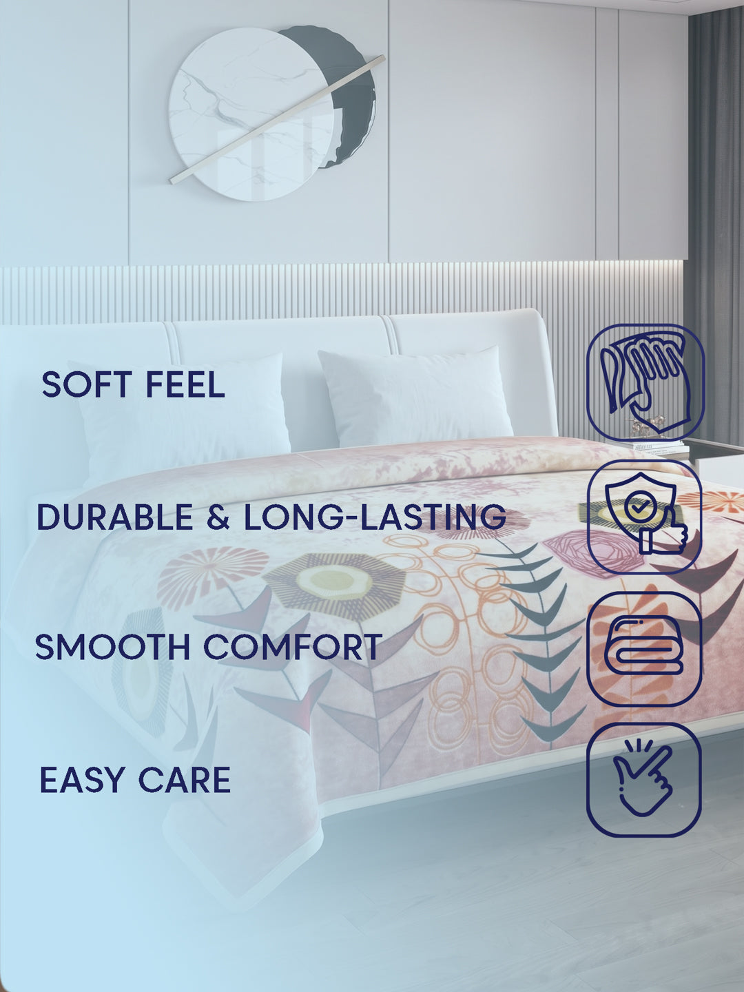 Printed Double Bed 1 Ply 550 GSM Blanket for Winter (Roman), Weight 2.9 kg