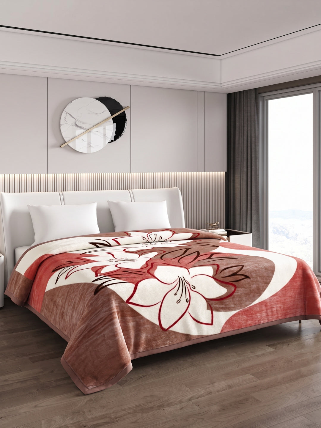 Printed Double Bed 1 Ply 550 GSM Blanket for Winter (Roman), Weight 2.9 kg