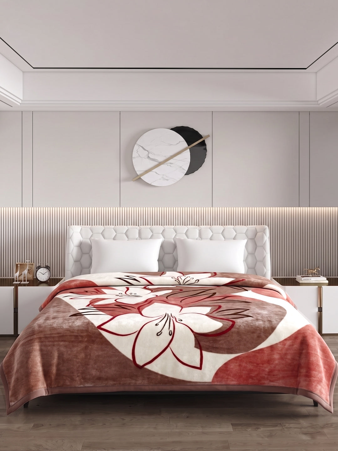 Printed Double Bed 1 Ply 550 GSM Blanket for Winter (Roman), Weight 2.9 kg