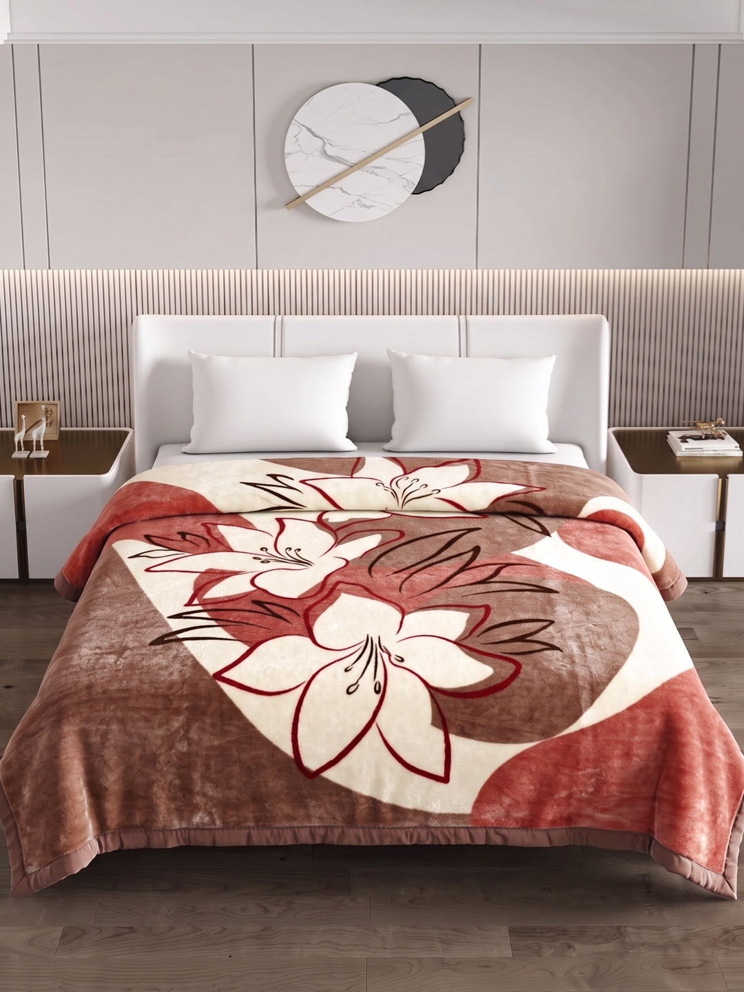 Printed Double Bed 1 Ply 550 GSM Blanket for Winter (Roman), Weight 2.9 kg