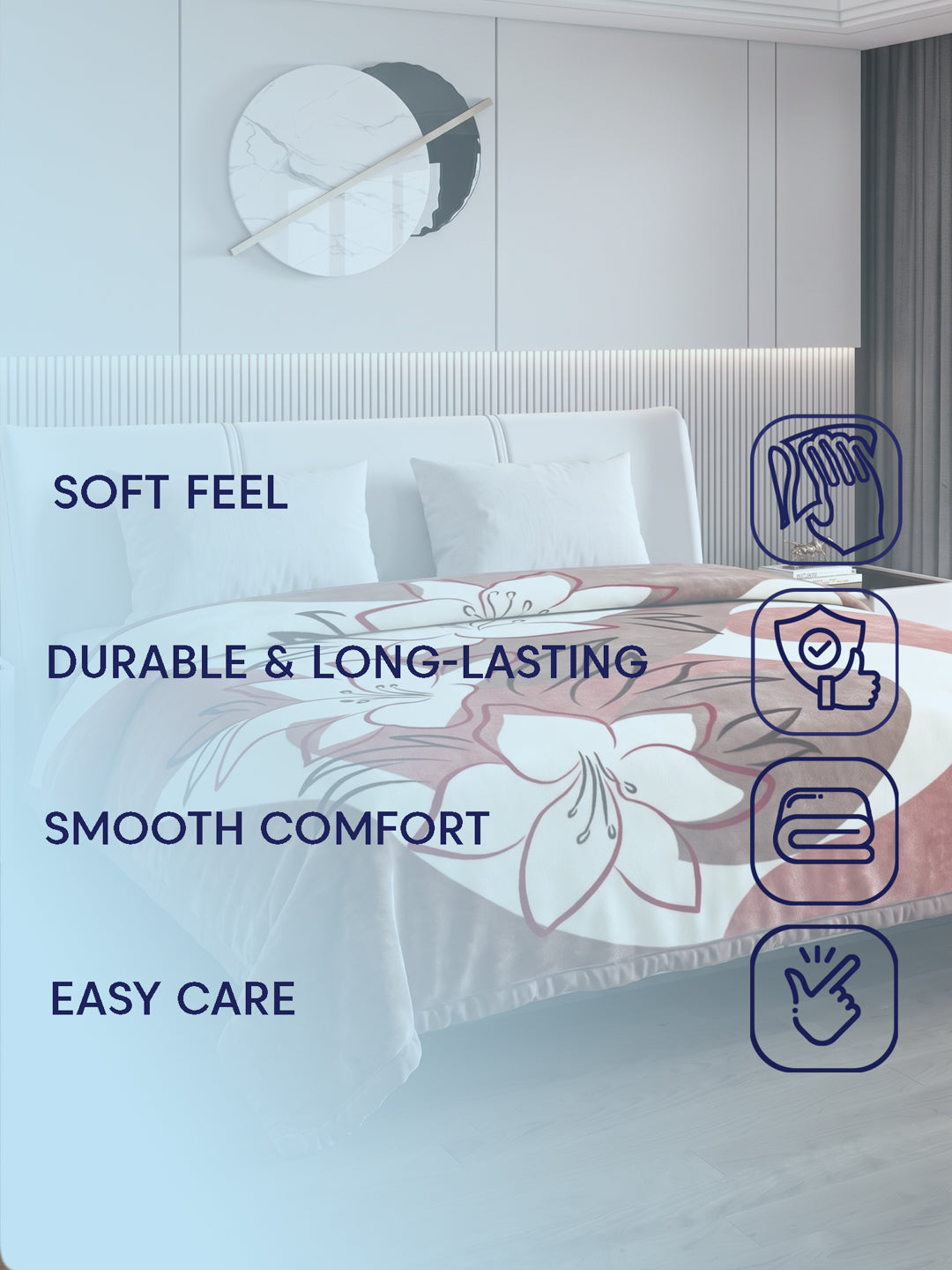 Printed Double Bed 1 Ply 550 GSM Blanket for Winter (Roman), Weight 2.9 kg