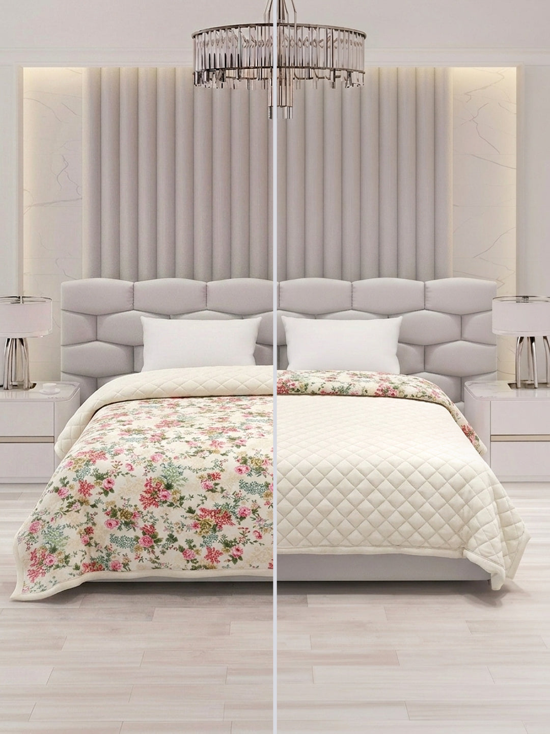 Floral Print Double Bed 3 Ply 470 GSM Blanket for Winter (Rosette), Weight 2.5 kg