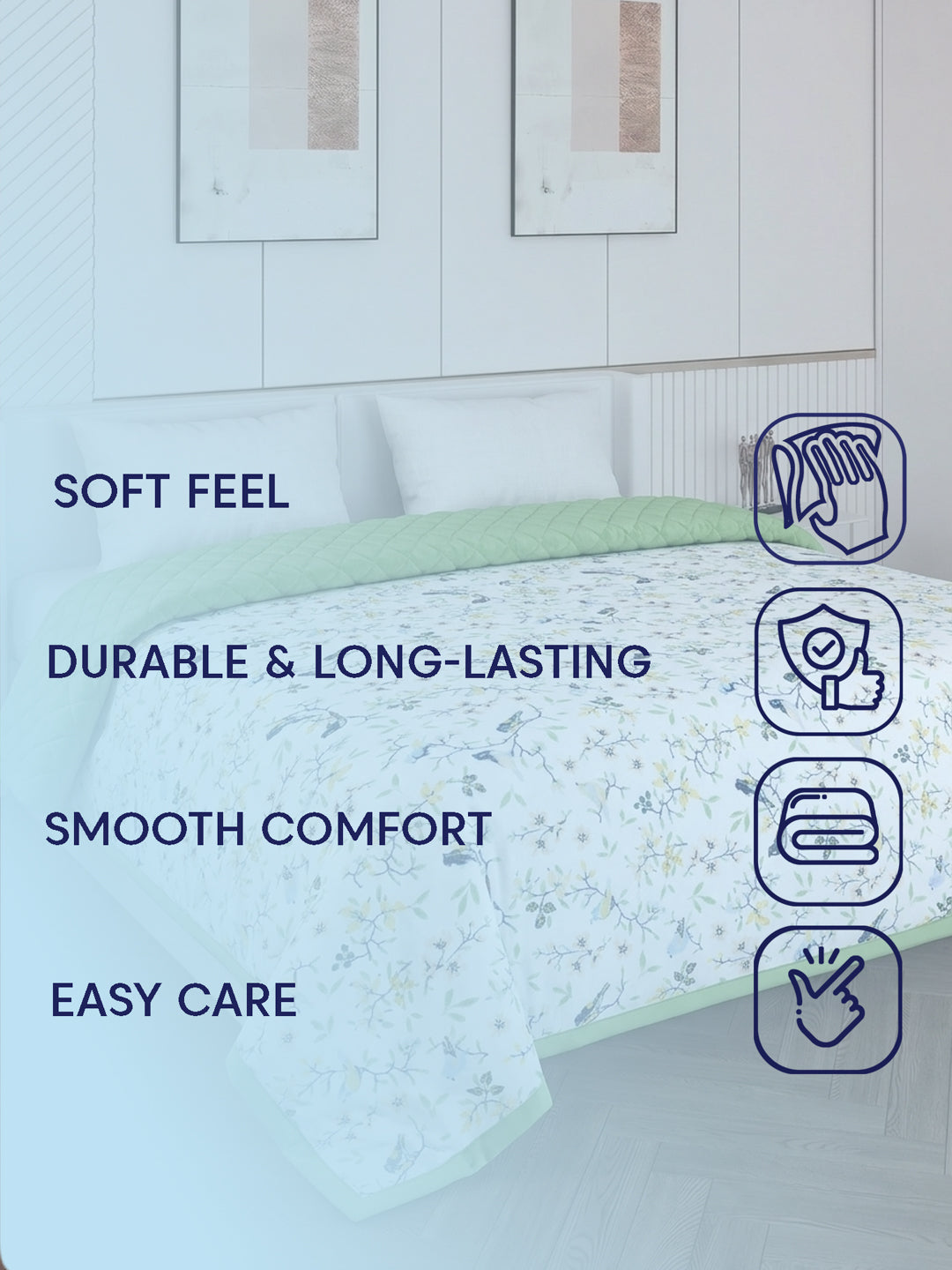 Floral Print Double Bed 3 Ply 470 GSM Blanket for Winter (Rosette), Weight 2.5 kg
