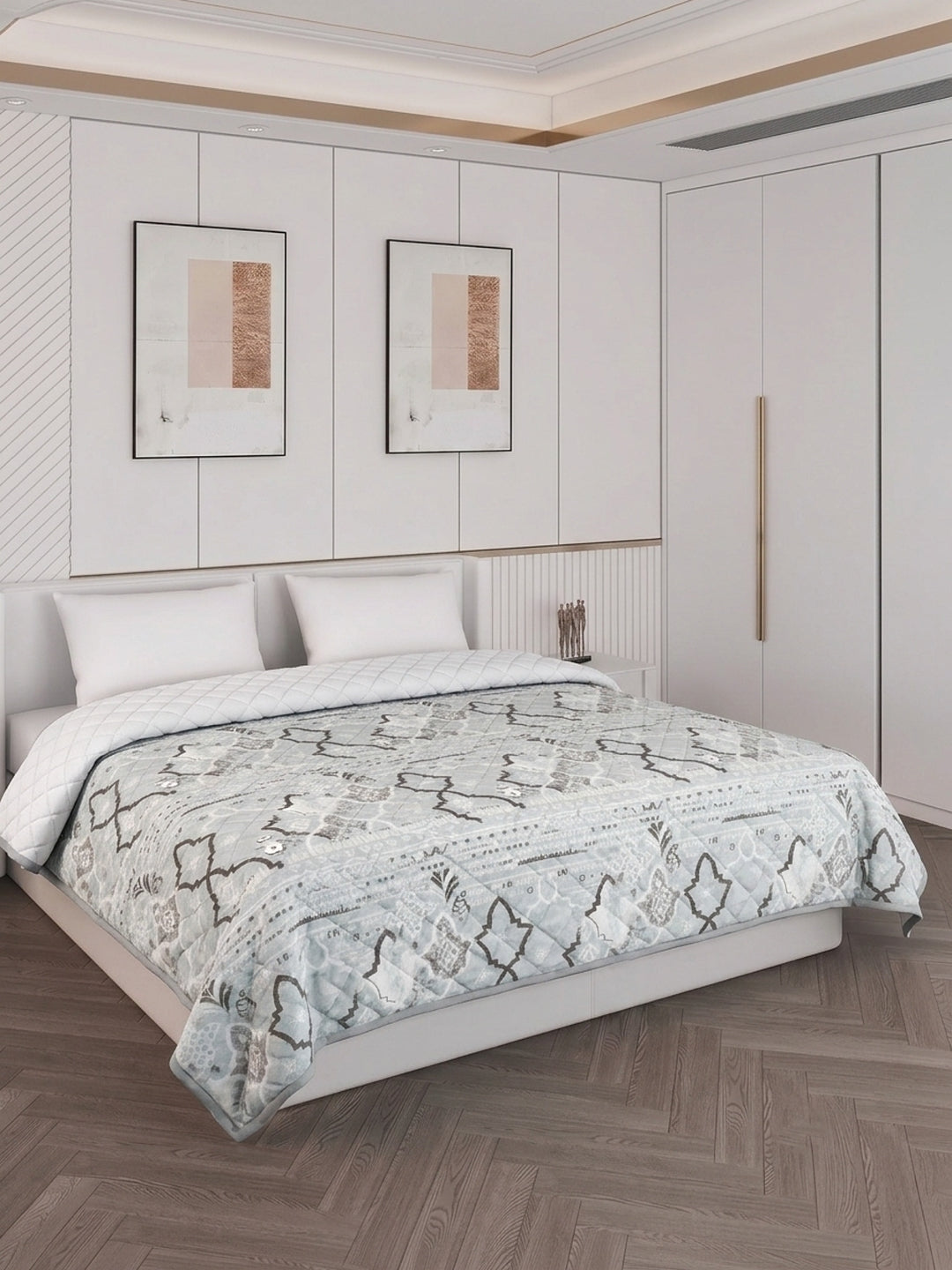Printed Double Bed 3 Ply 470 GSM Blanket for Winter (Rosette), Weight 2.5 kg
