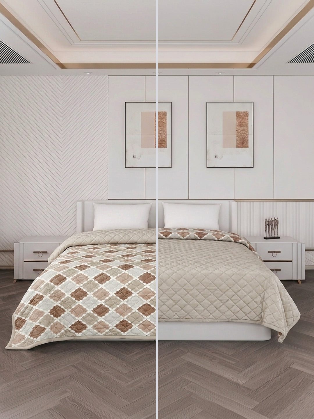 Printed Double Bed 3 Ply 470 GSM Blanket for Winter (Rosette), Weight 2.5 kg