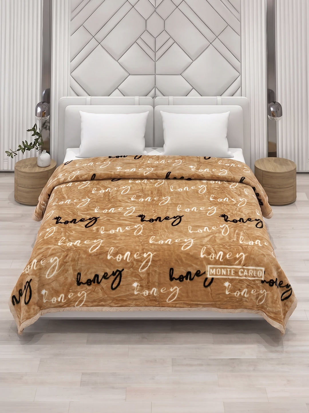 Printed Double Bed 2 Ply 550 GSM Blanket for Winter (Royal Gold Plus), Weight 3 kg