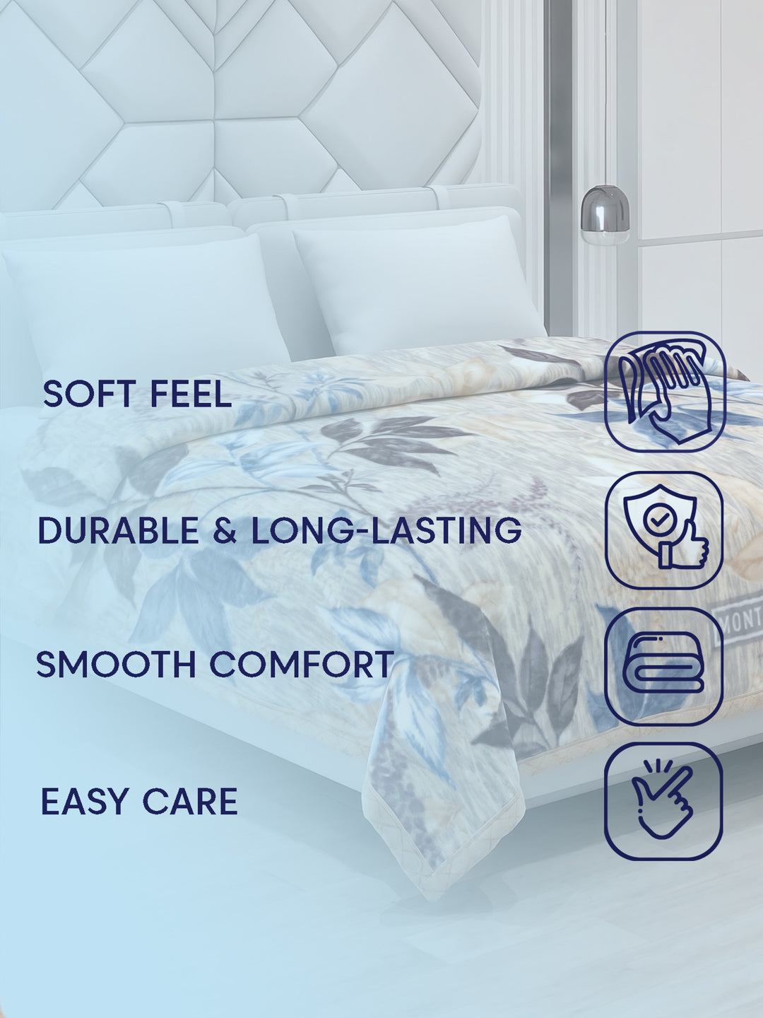 Printed Double Bed 2 Ply 550 GSM Blanket for Winter (Royal Gold Plus), Weight 3 kg