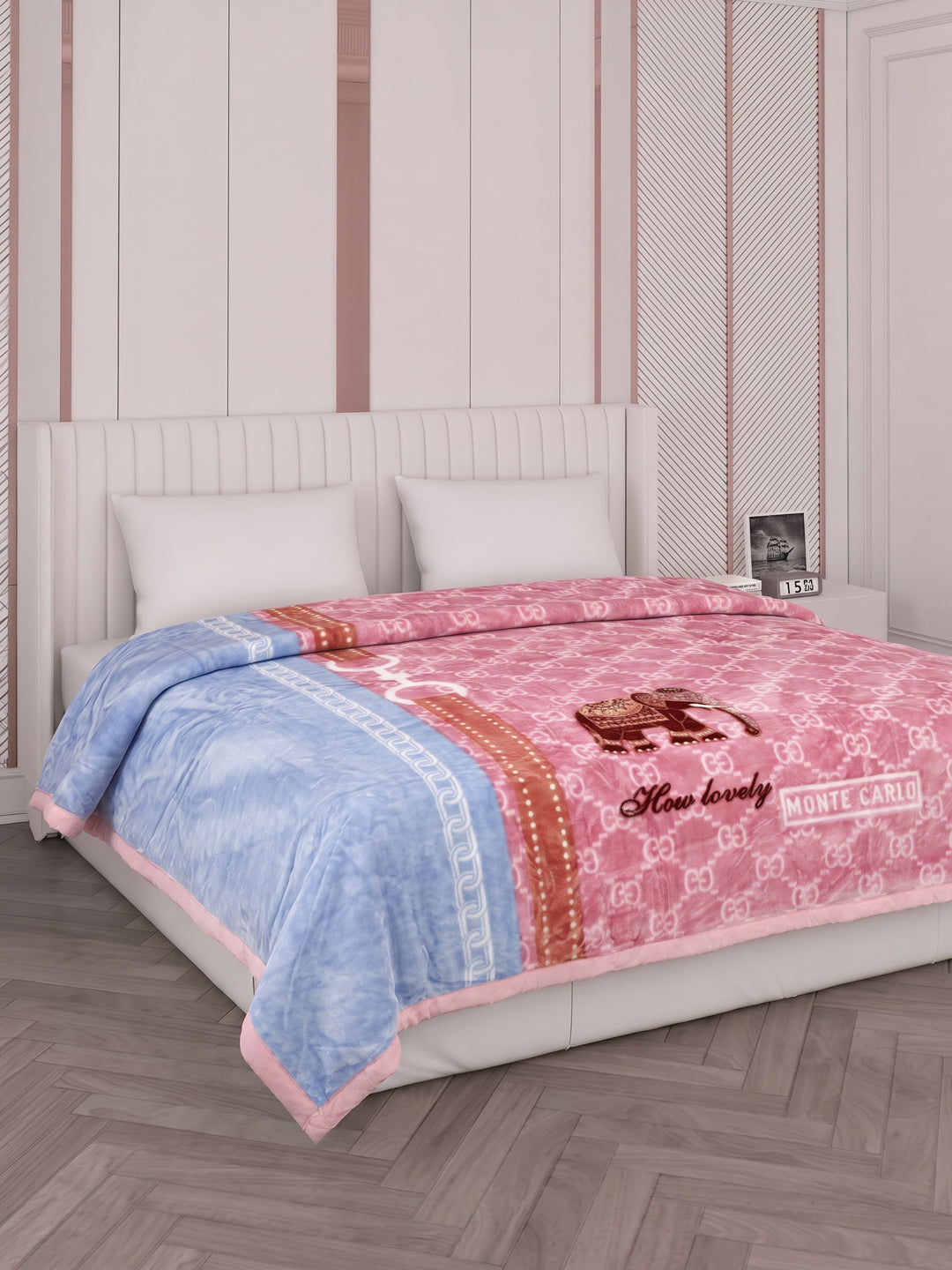 Printed Double Bed 2 Ply 550 GSM Blanket for Winter (Royal Gold Plus), Weight 3 kg