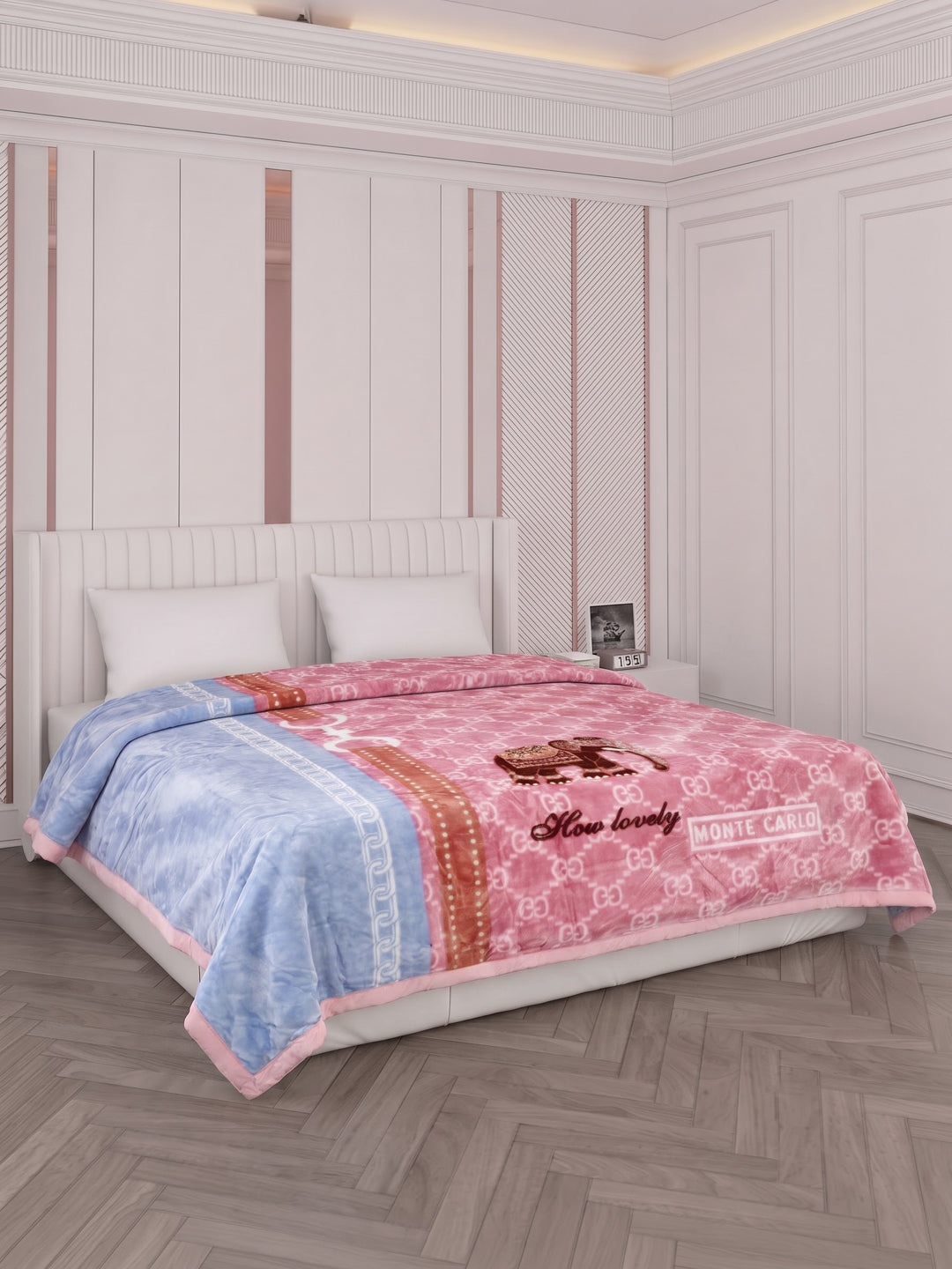 Printed Double Bed 2 Ply 550 GSM Blanket for Winter (Royal Gold Plus), Weight 3 kg