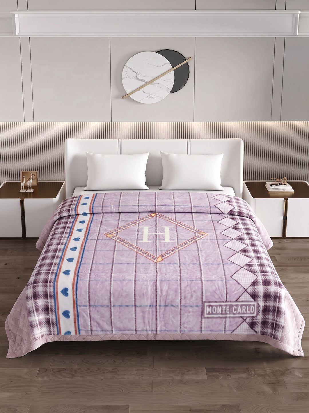 Printed Double Bed 2 Ply 550 GSM Blanket for Winter (Royal Gold Plus), Weight 3 kg