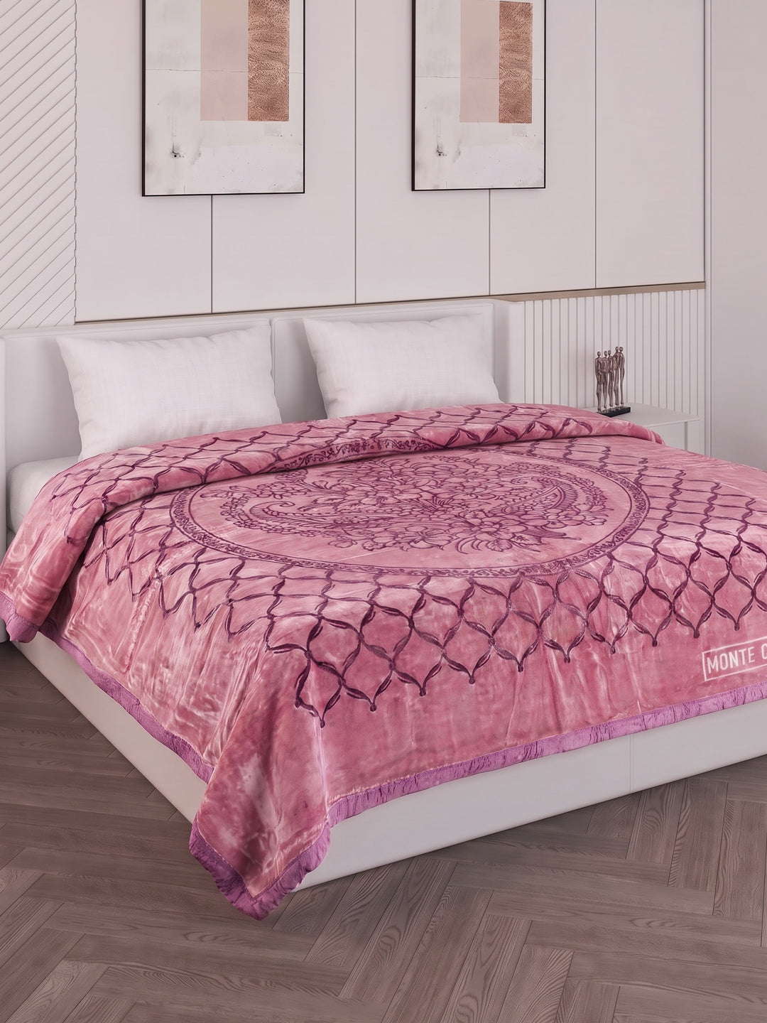 Printed Double Bed 2 Ply 950 GSM Blanket for Winter (Rusty), Weight 5 kg