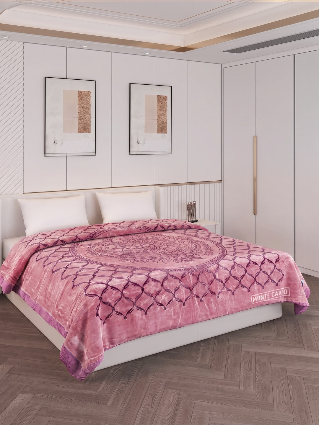 Printed Double Bed 2 Ply 950 GSM Blanket for Winter (Rusty), Weight 5 kg