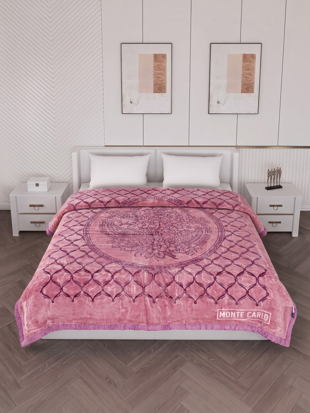 Printed Double Bed 2 Ply 950 GSM Blanket for Winter (Rusty), Weight 5 kg