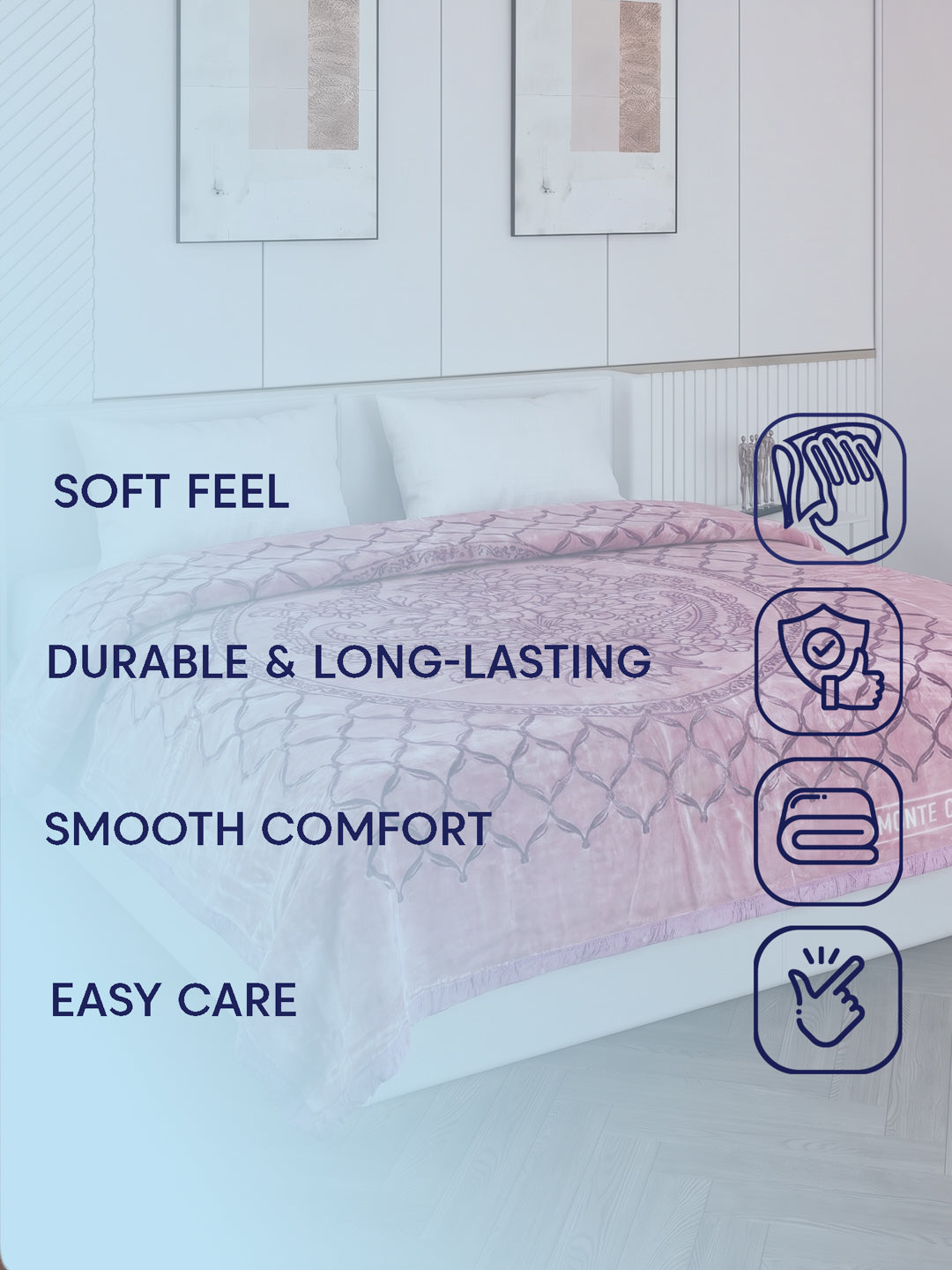 Printed Double Bed 2 Ply 950 GSM Blanket for Winter (Rusty), Weight 5 kg