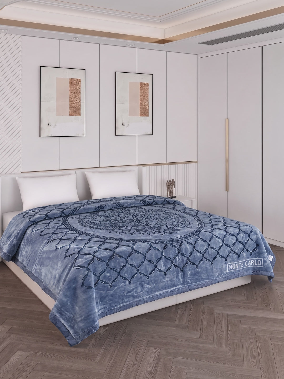 Printed Double Bed 2 Ply 950 GSM Blanket for Winter (Rusty), Weight 5 kg
