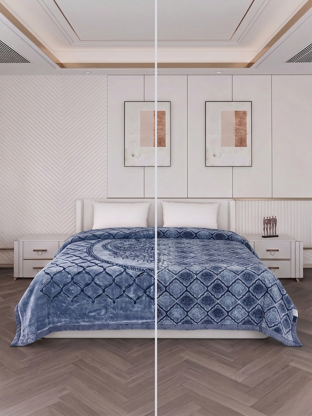 Printed Double Bed 2 Ply 950 GSM Blanket for Winter (Rusty), Weight 5 kg