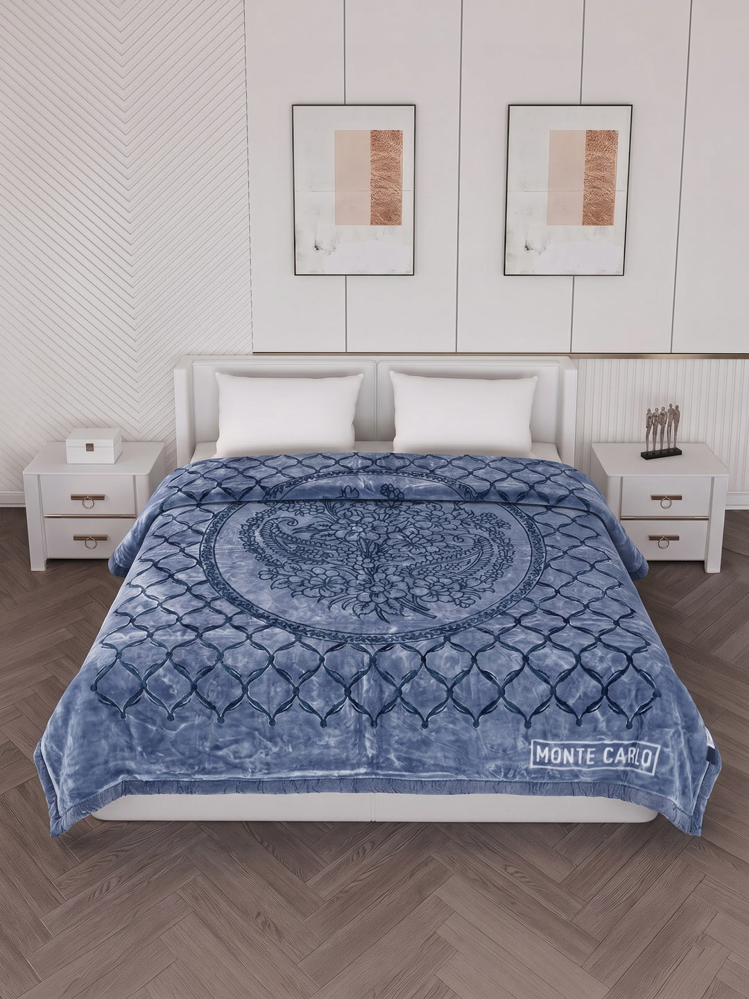 Printed Double Bed 2 Ply 950 GSM Blanket for Winter (Rusty), Weight 5 kg