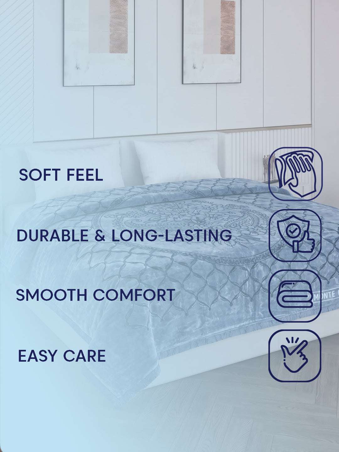Printed Double Bed 2 Ply 950 GSM Blanket for Winter (Rusty), Weight 5 kg