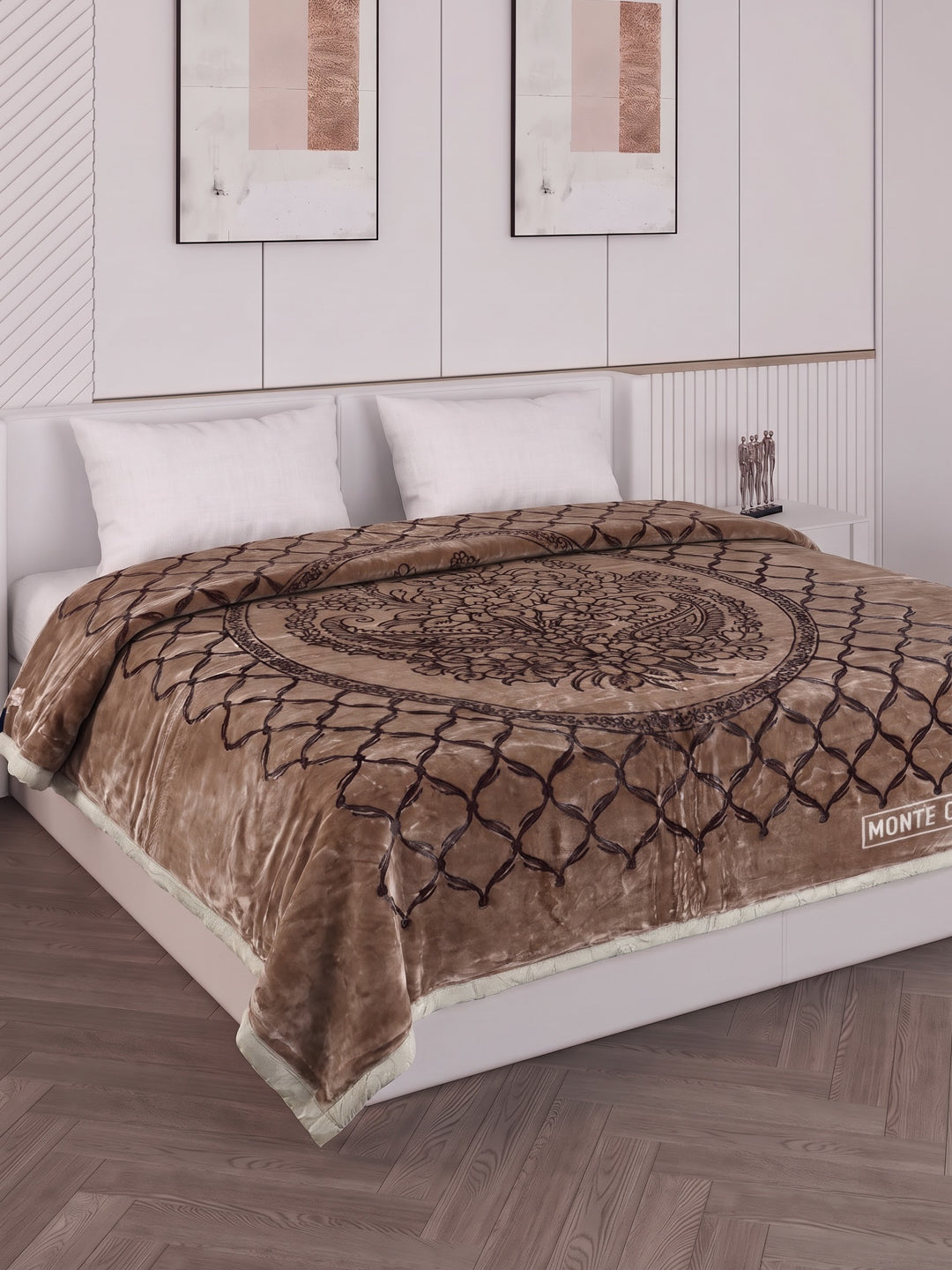 Printed Double Bed 2 Ply 950 GSM Blanket for Winter (Rusty), Weight 5 kg