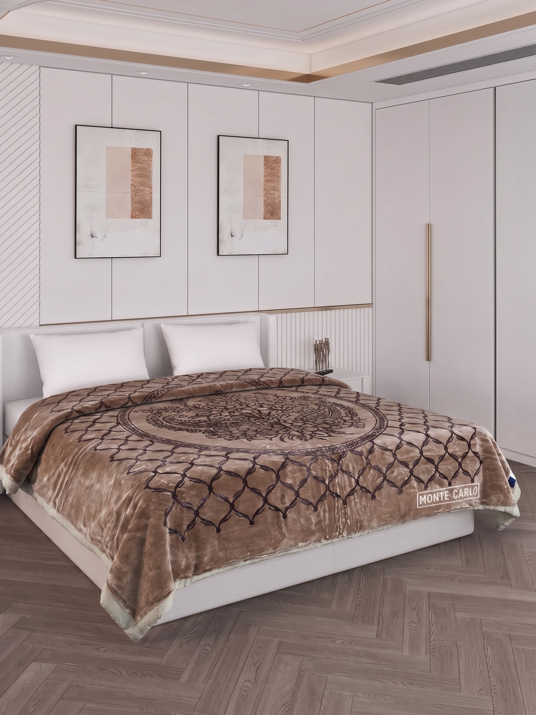 Printed Double Bed 2 Ply 950 GSM Blanket for Winter (Rusty), Weight 5 kg