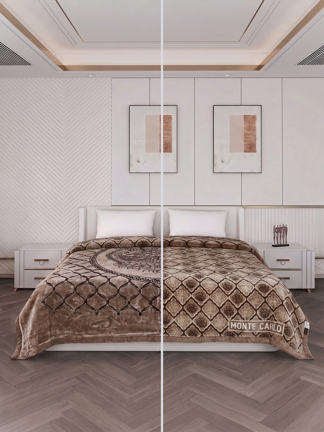 Printed Double Bed 2 Ply 950 GSM Blanket for Winter (Rusty), Weight 5 kg