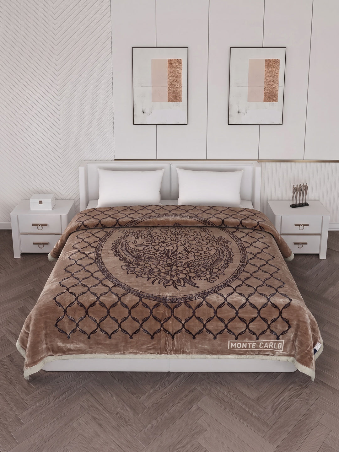 Printed Double Bed 2 Ply 950 GSM Blanket for Winter (Rusty), Weight 5 kg
