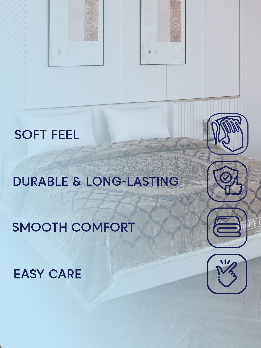 Printed Double Bed 2 Ply 950 GSM Blanket for Winter (Rusty), Weight 5 kg