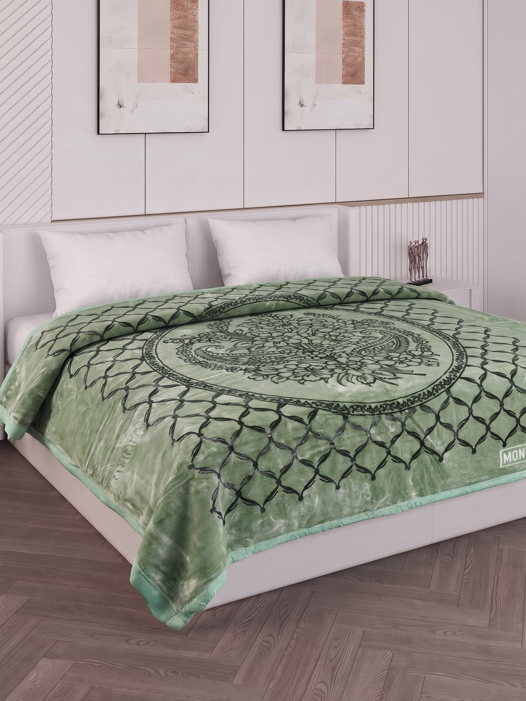 Printed Double Bed 2 Ply 950 GSM Blanket for Winter (Rusty), Weight 5 kg