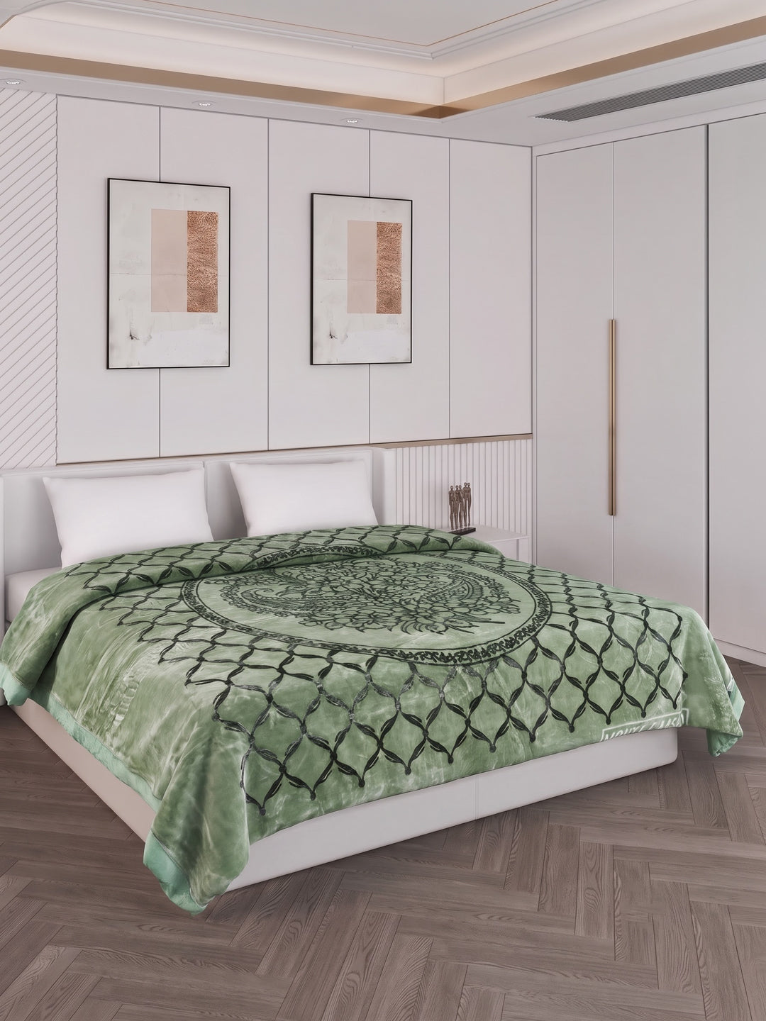 Printed Double Bed 2 Ply 950 GSM Blanket for Winter (Rusty), Weight 5 kg