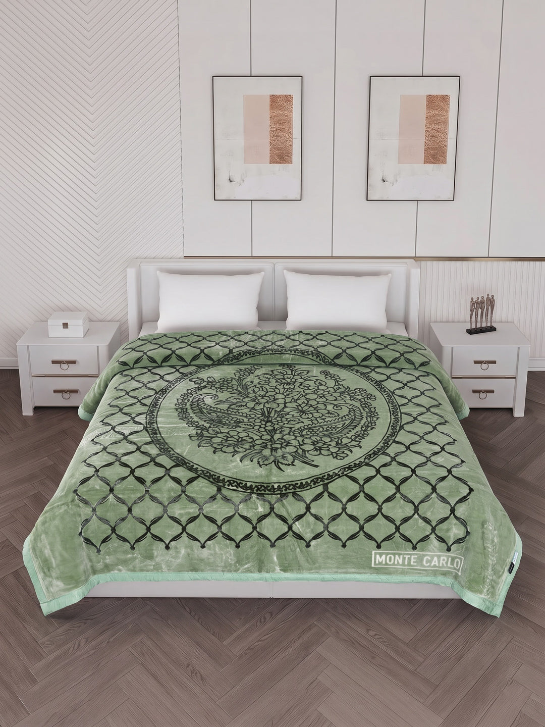 Printed Double Bed 2 Ply 950 GSM Blanket for Winter (Rusty), Weight 5 kg