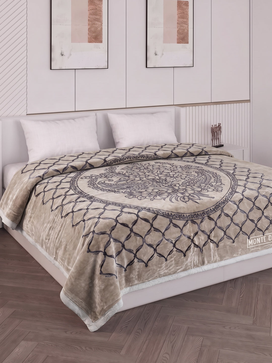 Printed Double Bed 2 Ply 950 GSM Blanket for Winter (Rusty), Weight 5 kg