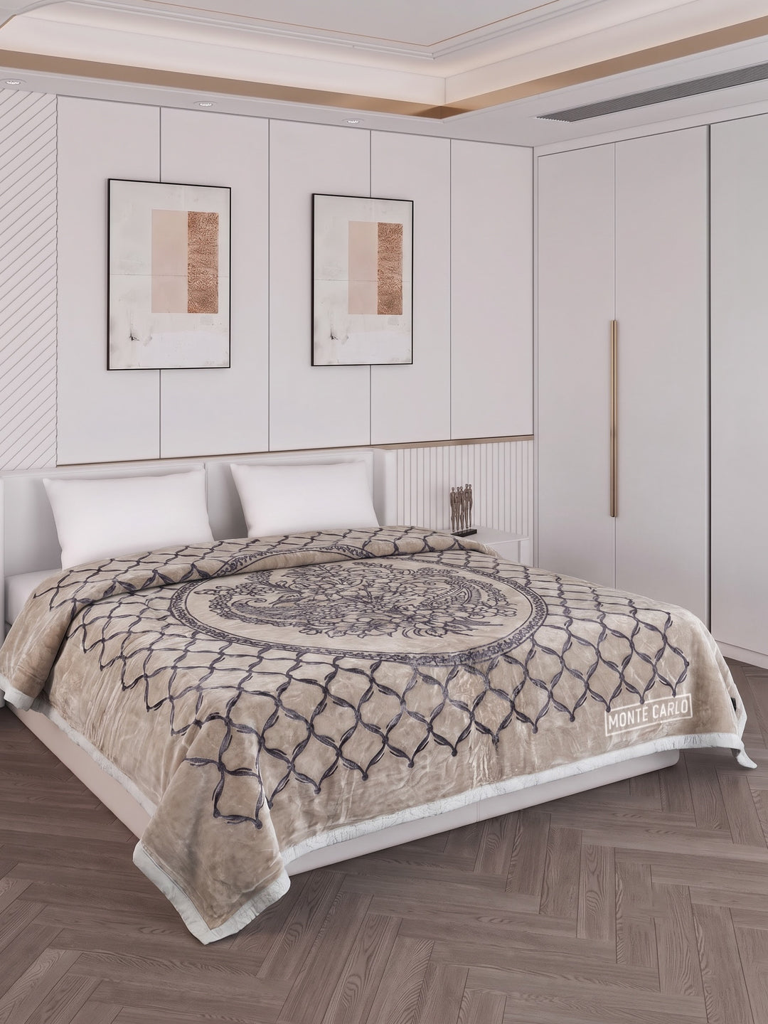 Printed Double Bed 2 Ply 950 GSM Blanket for Winter (Rusty), Weight 5 kg