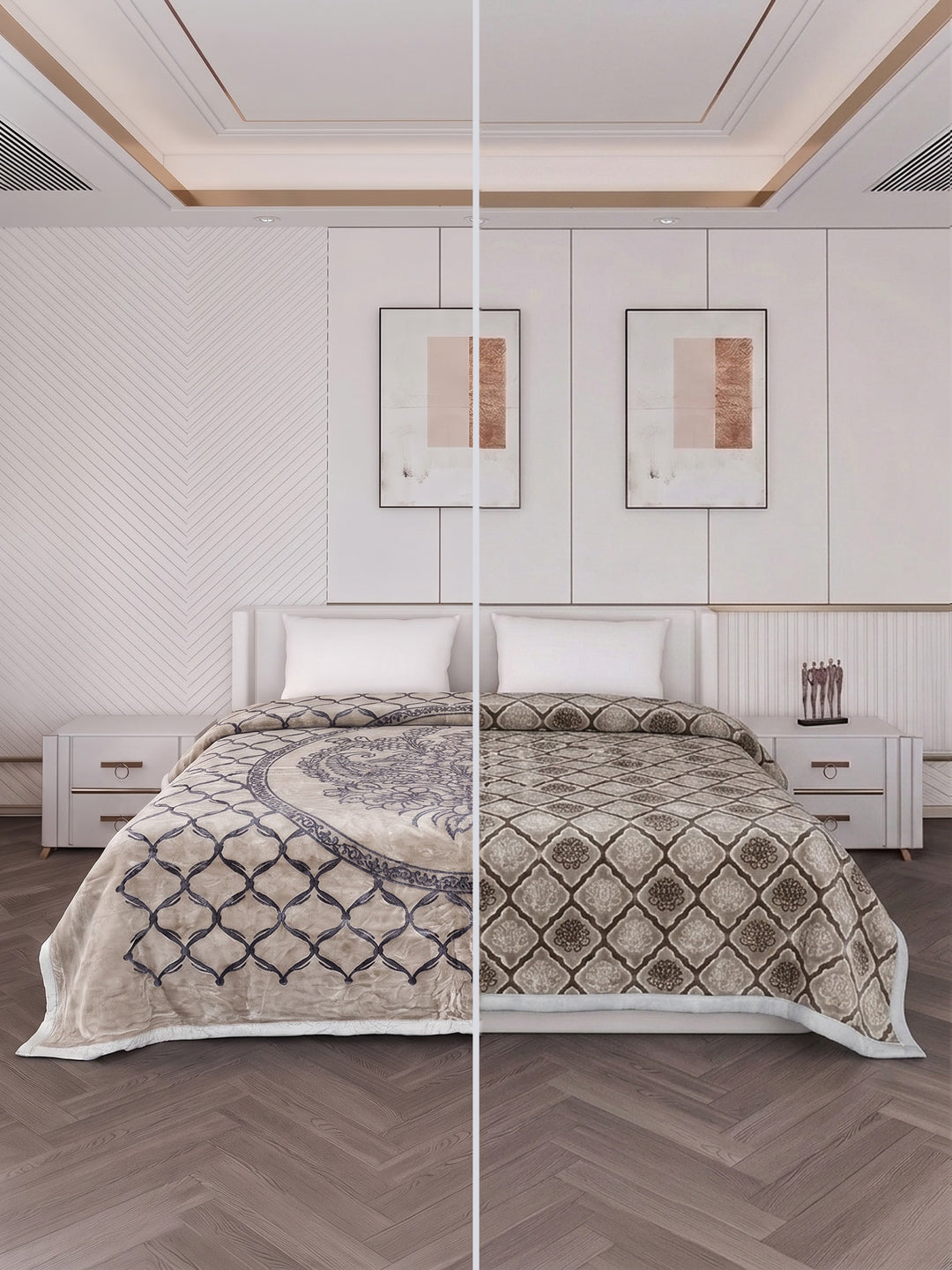 Printed Double Bed 2 Ply 950 GSM Blanket for Winter (Rusty), Weight 5 kg