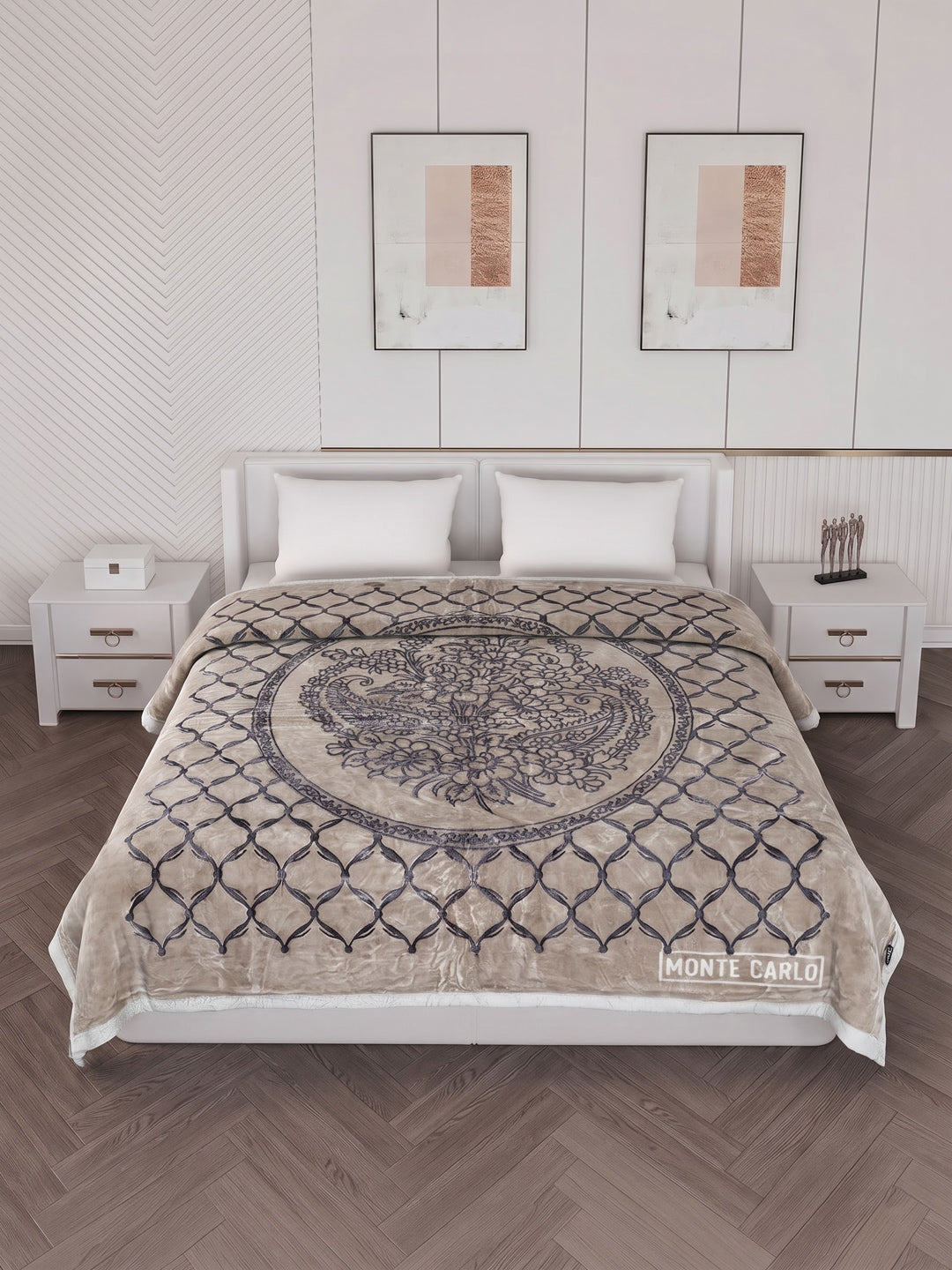 Printed Double Bed 2 Ply 950 GSM Blanket for Winter (Rusty), Weight 5 kg