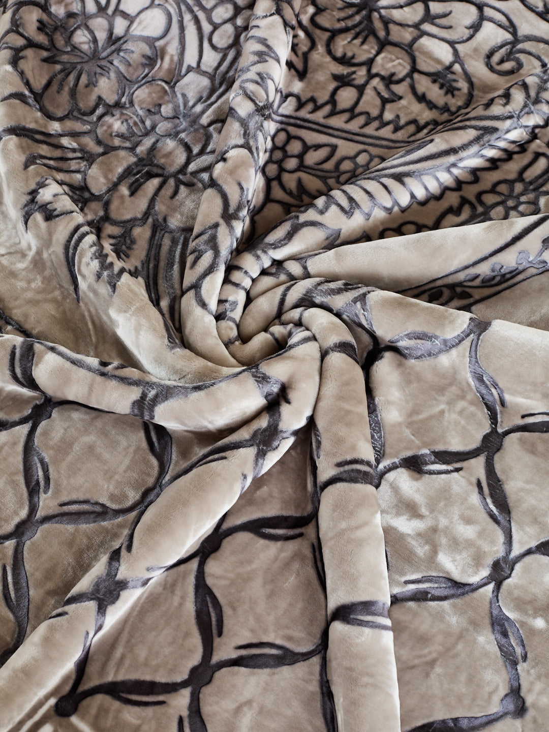Printed Double Bed 2 Ply 950 GSM Blanket for Winter (Rusty), Weight 5 kg
