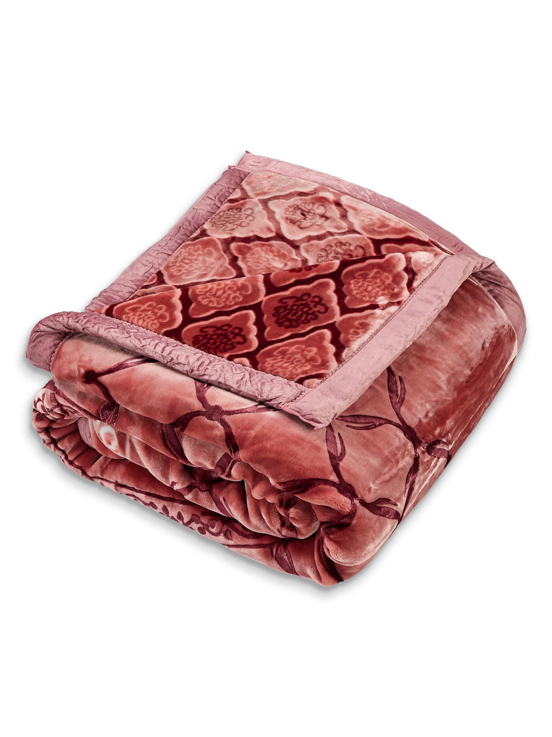 Printed Double Bed 2 Ply 950 GSM Blanket for Winter (Rusty), Weight 5 kg