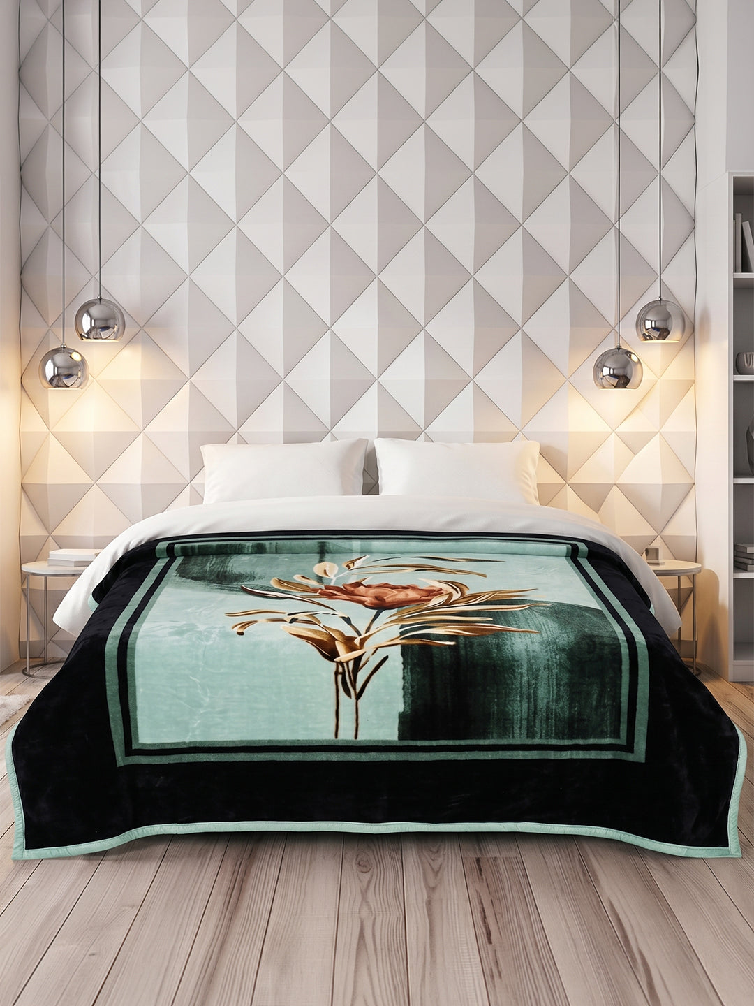 Floral Print Double Bed 1 Ply 500 GSM Blanket for Winter (Rynk), Weight 2.4 kg