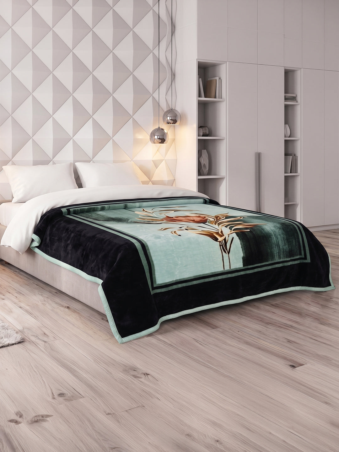 Floral Print Double Bed 1 Ply 500 GSM Blanket for Winter (Rynk), Weight 2.4 kg