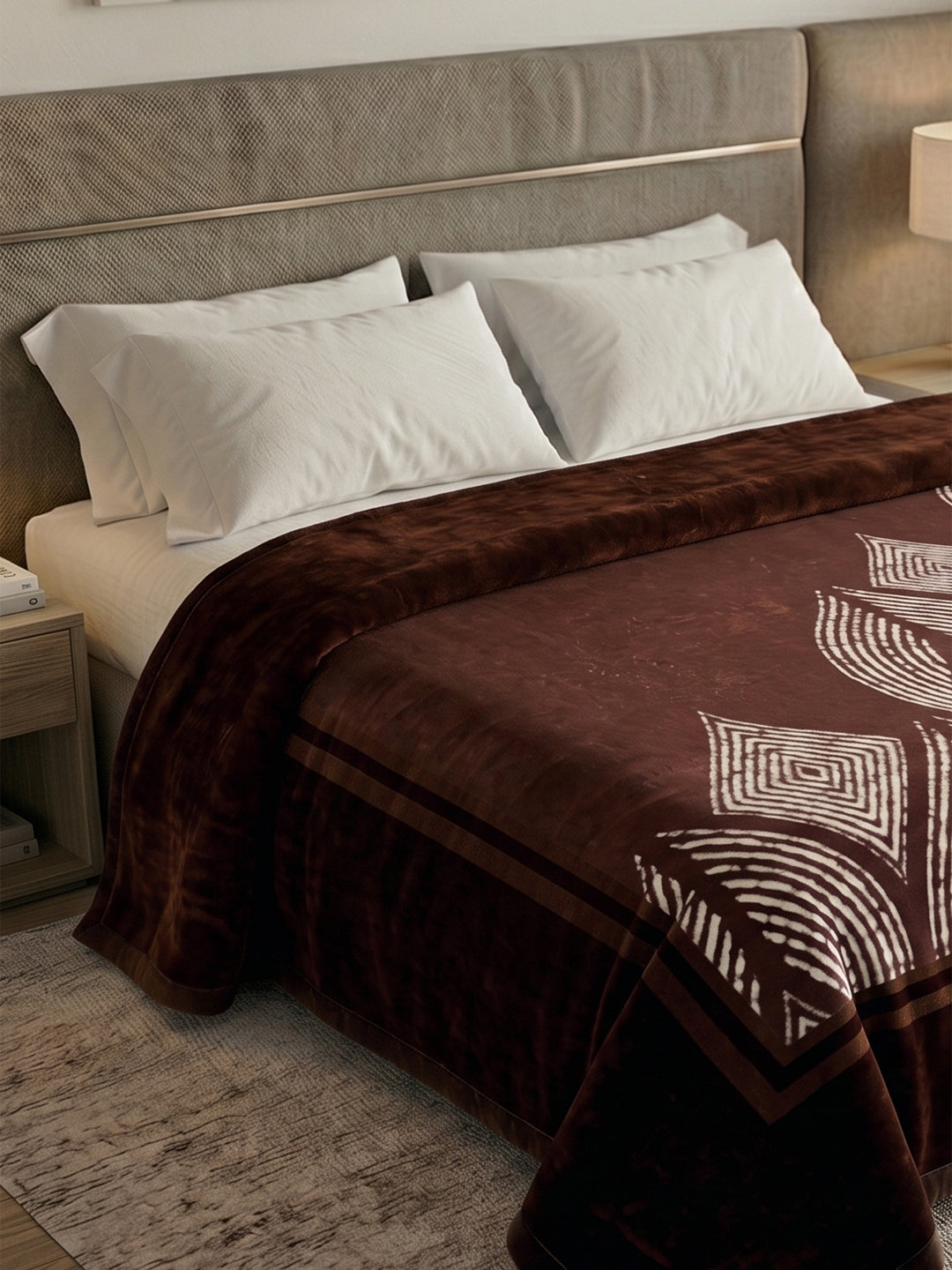 Floral Print Double Bed 1 Ply 500 GSM Blanket for Winter (Rynk), Weight 2.4 kg