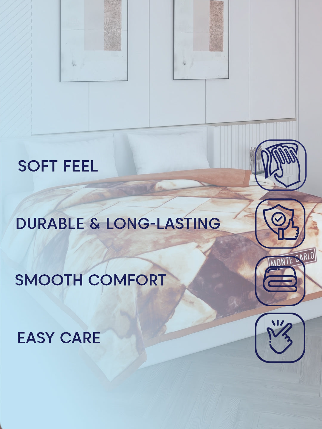 Printed Double Bed 2 Ply 600 GSM Blanket for Winter (Samuel Plus), Weight 3.15 kg